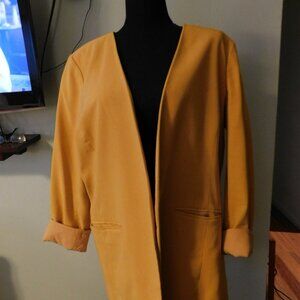 Gold XL collarless long blazer Halogen